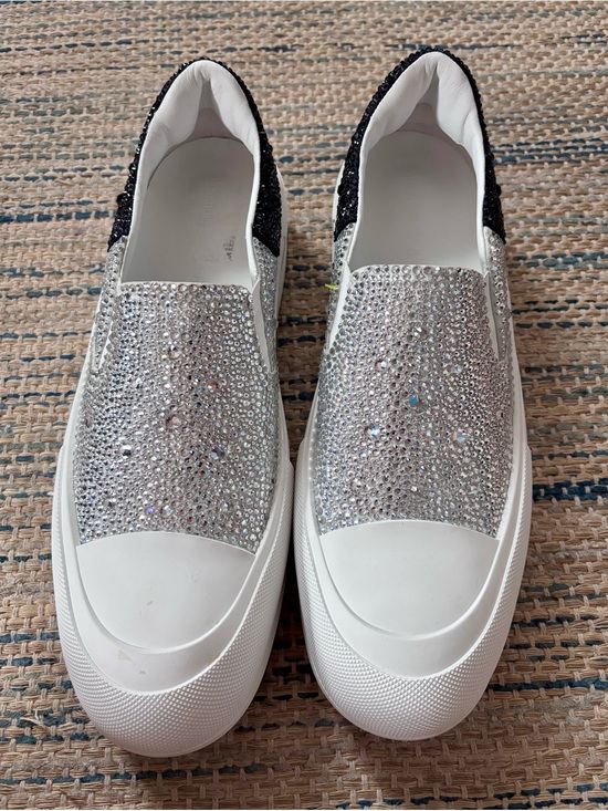 Alexander McQueen Other - Alexander McQueen Silver Crystal Slip-On Sneakers
